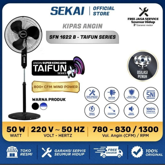 Pekanbaru Kipas Angin Sekai 16" Sfn-1622B / Sfn-1623B Kipas Angin Berdiri Sekai Sfn 1622B / 1623B Taifun Series