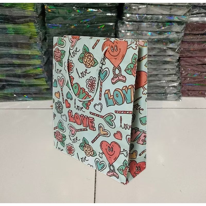 HR- Paper Bag Motif Lovely Hello Kado Satuan Souvenir | Ulang Tahun | Wedding / Kualitas Baik