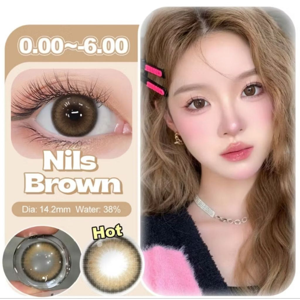 Pekanbaru Magister Softlens Minus Nils Brown Gray 14.2Mm 14.5Mm Lensa Kontak Warna Natural Lens Wedding