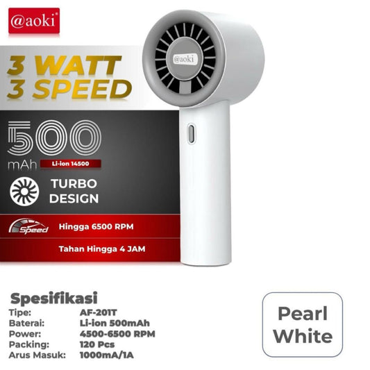 Pekanbaru Kipas Angin Mini Aoki Af-201T 3 Kecepatan, Usb Charging Kipas Tangan