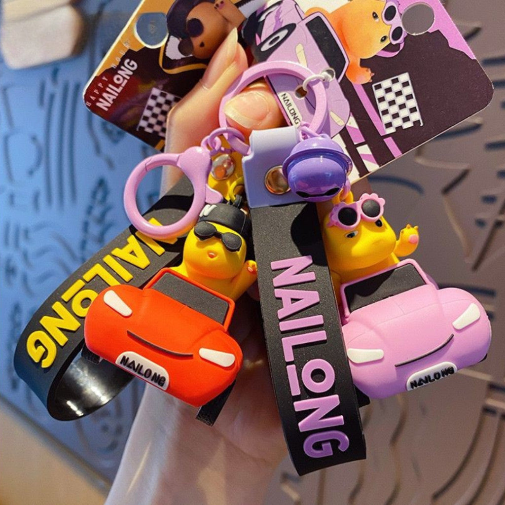[littlecrab] Gantungan Kunci Nailong Mobil Dino Kuning Driving Car Merah Ungu Cute Keychain Gemoy