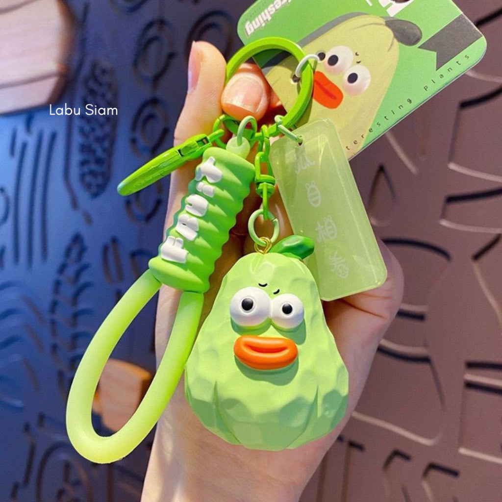 [littlecrab] Gantungan Kunci Motif Buah Sayur Mata Besar Cute Fruit Vegatable Keychain Gemoy Big Eye