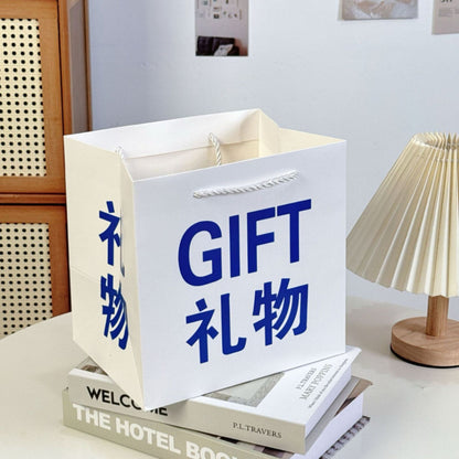 [littlecrab] Paper Bag Gift Hadiah Biru Putih Tas Kado Persegi Square Box Goodie Bag Tali Atas