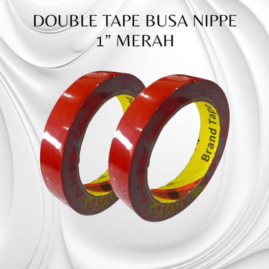 Pekanbaru Nippe Double Tape / Lem Perekat Timbal Balik 1 Inci Merah