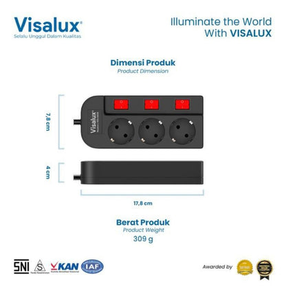 Pekanbaru Visalux Kabel Extension Neutron ( Stop Kontak Kabel Visalux 3 Lobang Dan 4 Lobang ) Panjang 2 Meter