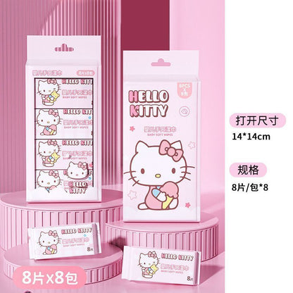 [littlecrab] Tisu Basah Mini Package Isi 8pcs Wet Tissue Motif Hello Kitty Daisy Duck Minnie Mouse Pochacco Lotso Mini Portable