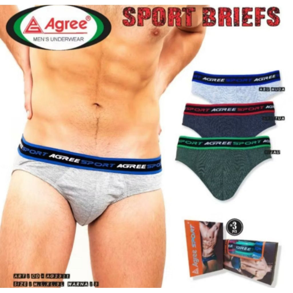 Pekanbaru 3pcs ,(1 box) celana dalam agree sport
