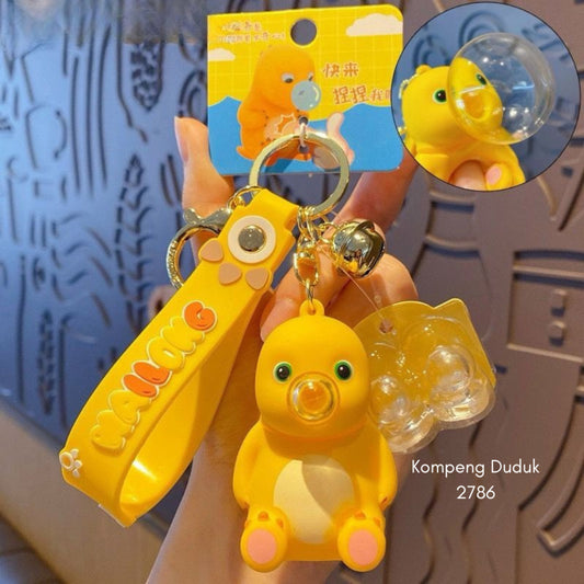 Pekanbaru Gantungan Kunci Nailong Kompeng Dodot Bubble Tiup Balon Keychain Dino Kuning Black Face