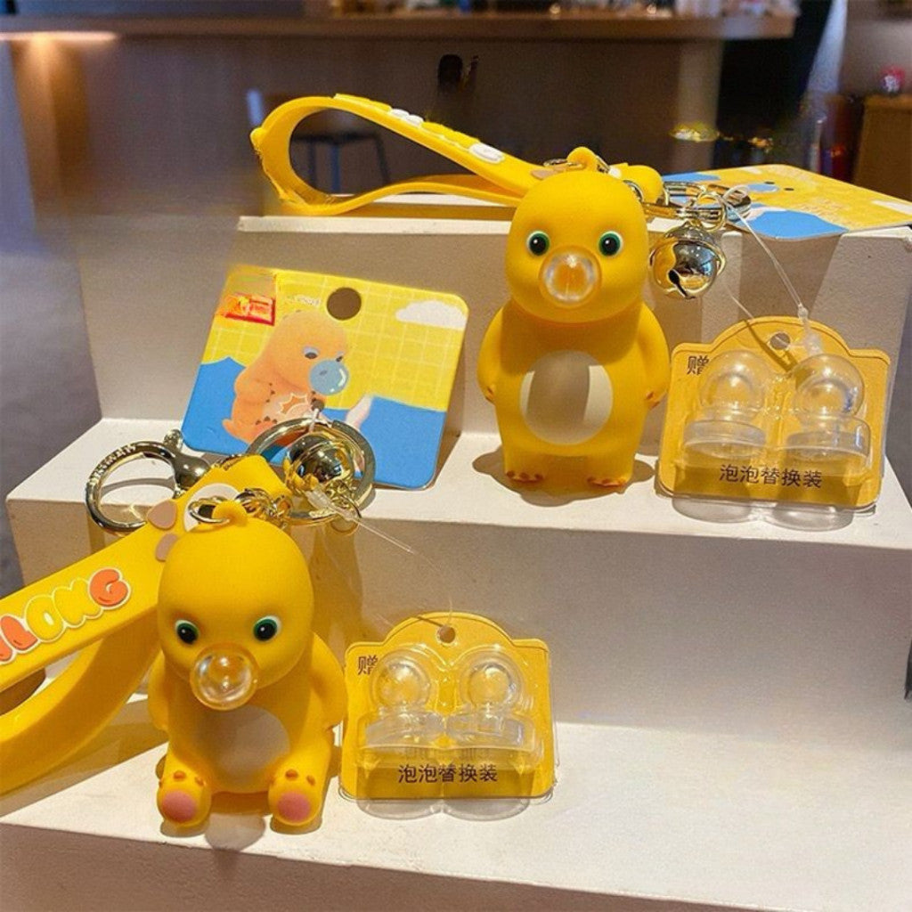 [littlecrab] Gantungan Kunci Nailong Kompeng Dodot Bubble Tiup Balon Keychain Dino Kuning Black Face