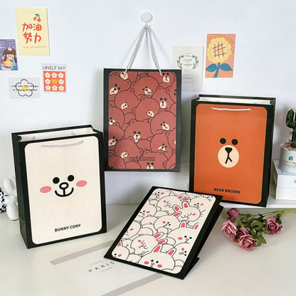 [littlecrab] Paper Bag Beruang Kelinci Coklat Putih Unik Lucu Goodie Bag Kartun Tas Kado Tali Atas