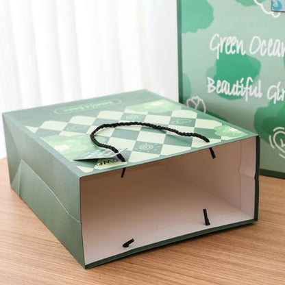 [littlecrab] Paper Bag Hijau Daun Bunga Goodie Bag Green Flower Tas Kado Tali Atas Tempat Souvenir