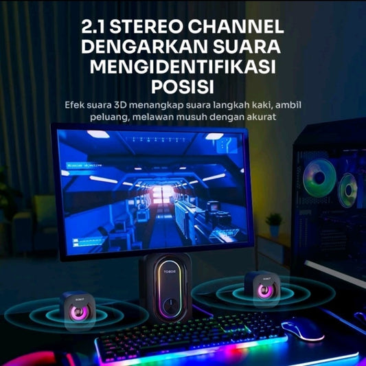 Pekanbaru Robot Rs190 Gaming Speaker 2.1 Subwoofer With Rgb Lightning - Robot Rs190