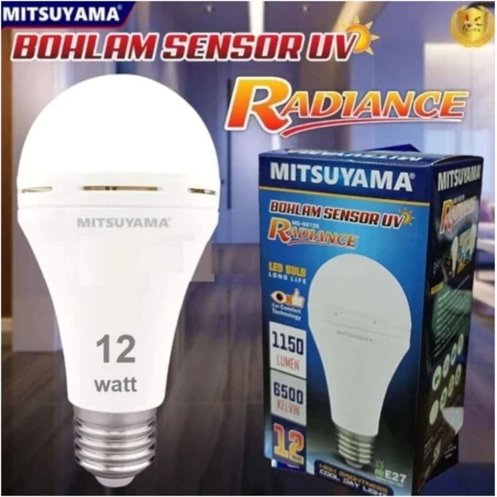 Bola Lampu Pintar Sensor UV Nyala Otomatis Bohlam LED Bulb Mitsuyama MS-9809R Radiance Long Life