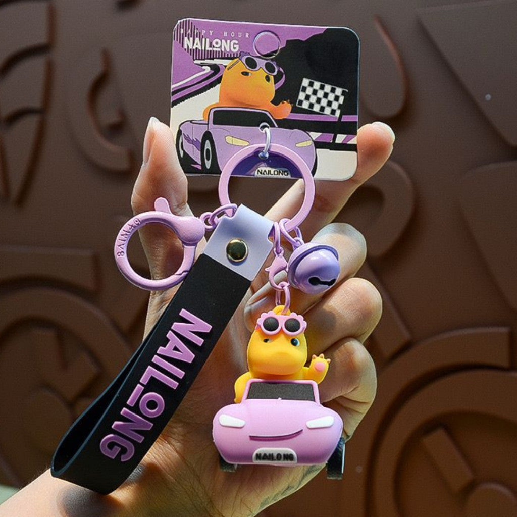 [littlecrab] Gantungan Kunci Nailong Mobil Dino Kuning Driving Car Merah Ungu Cute Keychain Gemoy