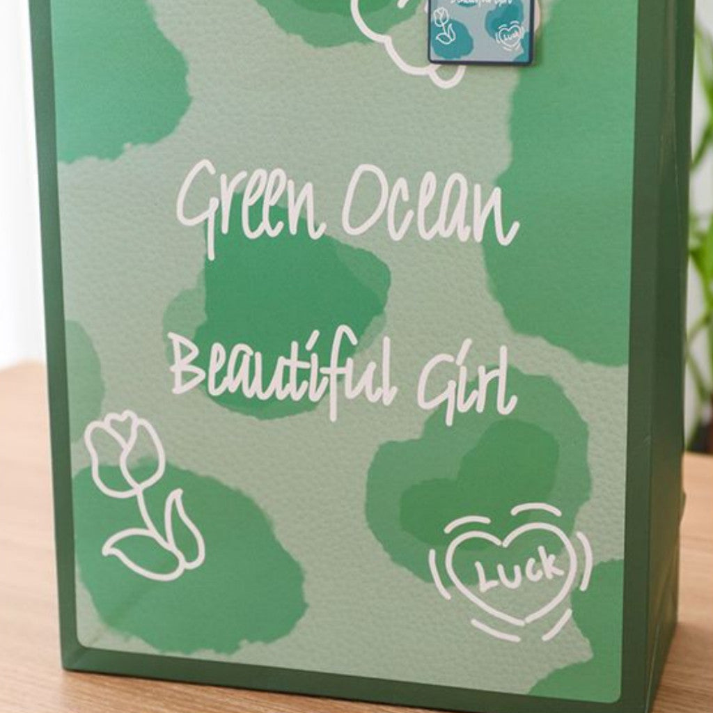 [littlecrab] Paper Bag Hijau Daun Bunga Goodie Bag Green Flower Tas Kado Tali Atas Tempat Souvenir