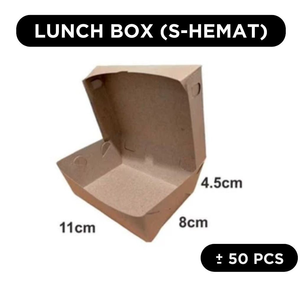 Paper Lunch Box L M M-HEMAT S XS Kemasan Dimsum Ayam Geprek Mie Gorengan Brownies Laminasi Food Tray