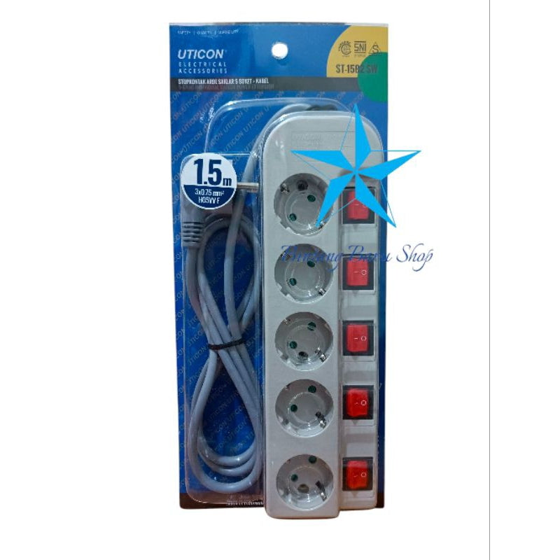 Pekanbaru Stop Kontak Uticon Kabel 1.5M / Cok Sambung Uticon Switch 3 Lobang 4 Lobang 5 Lobang 6 Lobang