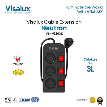 Pekanbaru Visalux Kabel Extension Neutron ( Stop Kontak Kabel Visalux 3 Lobang Dan 4 Lobang ) Panjang 2 Meter