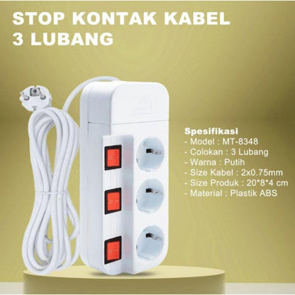 Pekanbaru Stop Kontak Kabel Mikotek + Saklar 3 Lubang 4 Lubang 5 Lubang Putih
