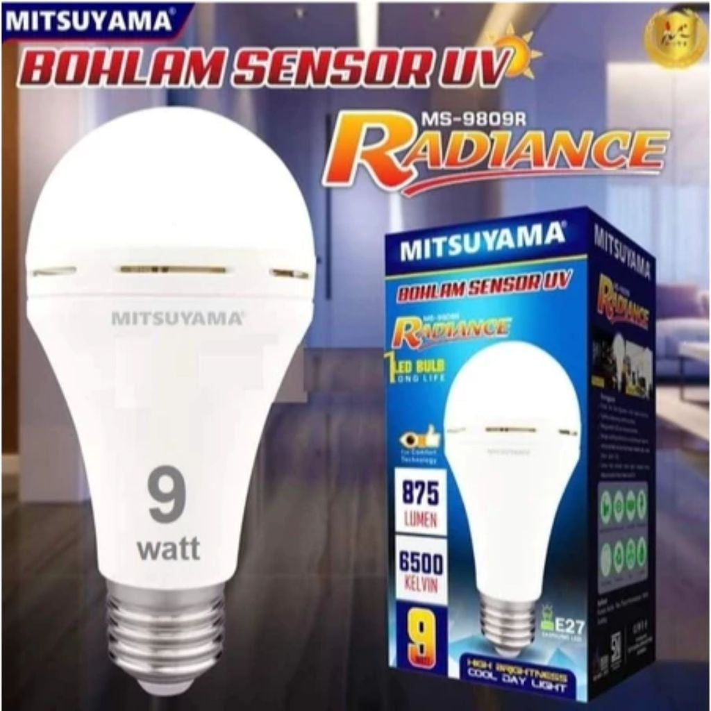 Bola Lampu Pintar Sensor UV Nyala Otomatis Bohlam LED Bulb Mitsuyama MS-9809R Radiance Long Life