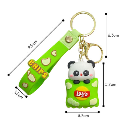 [littlecrab] Gantungan Kunci Snack Lays Karakter Panda Babi Keychain Gemoy Makanan Ringan Chips