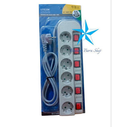 Pekanbaru Stop Kontak Uticon Kabel 1.5M / Cok Sambung Uticon Switch 3 Lobang 4 Lobang 5 Lobang 6 Lobang