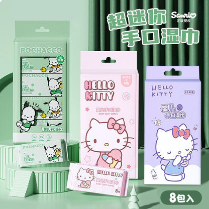 [littlecrab] Tisu Basah Mini Package Isi 8pcs Wet Tissue Motif Hello Kitty Daisy Duck Minnie Mouse Pochacco Lotso Mini Portable