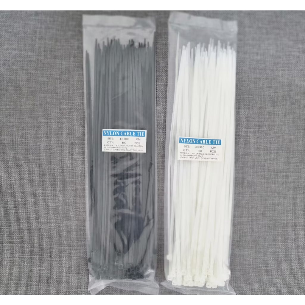 HR- Kabel Ties Uk 10cm 15cm 20cm 30cm Hitam Putih Merah Hijau Kuning Wayar Plastik Makanan Isi 100 pcs
