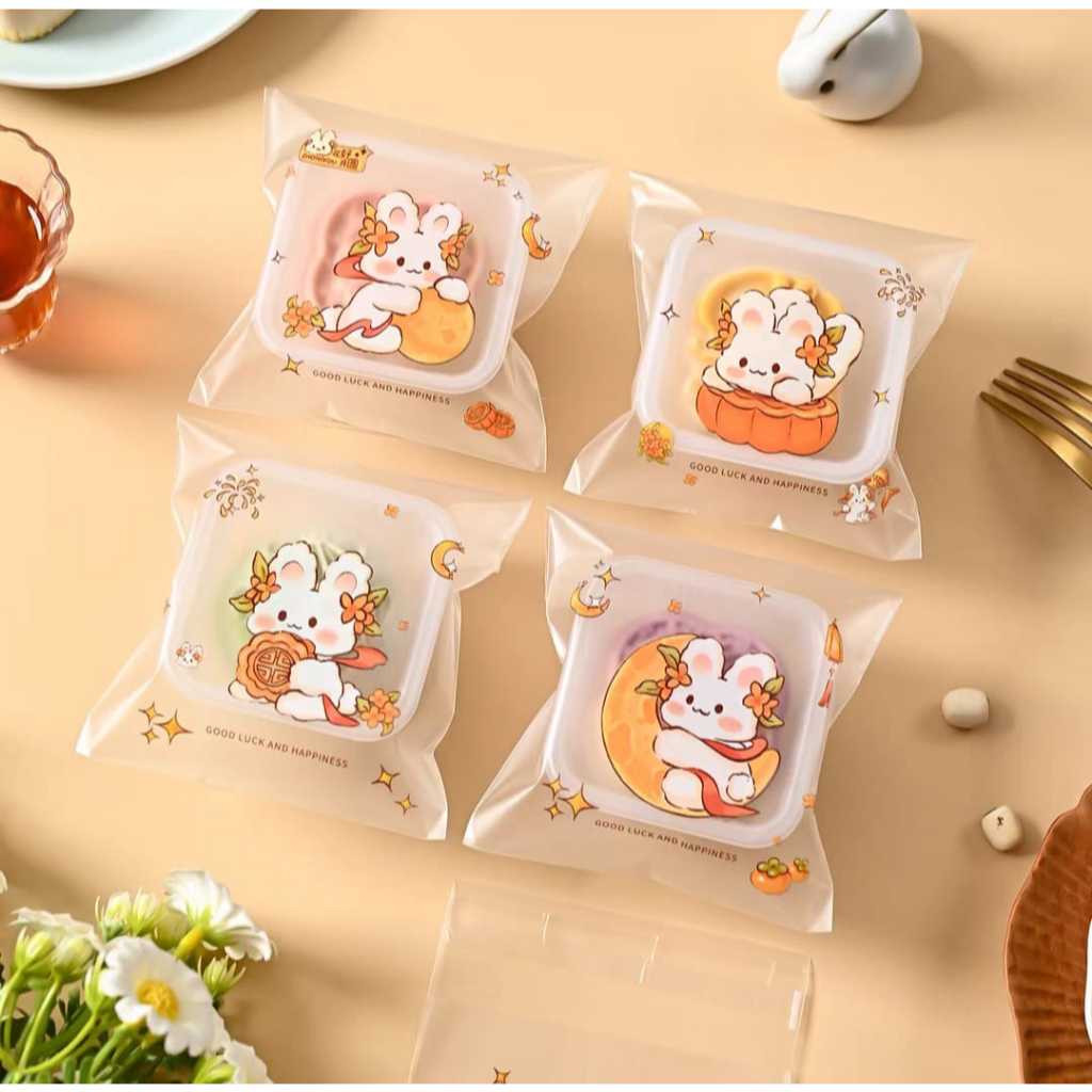 Pekanbaru Plastik Mooncake / Kue Bulan Seal Motif Happy Mid Autumn Festival Berbagai Ukuran Per Pa
