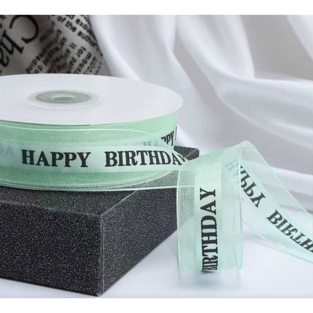 Pekanbaru Pita / Ribbon Tulisan Happy Birthday Warna Warni Per Meter