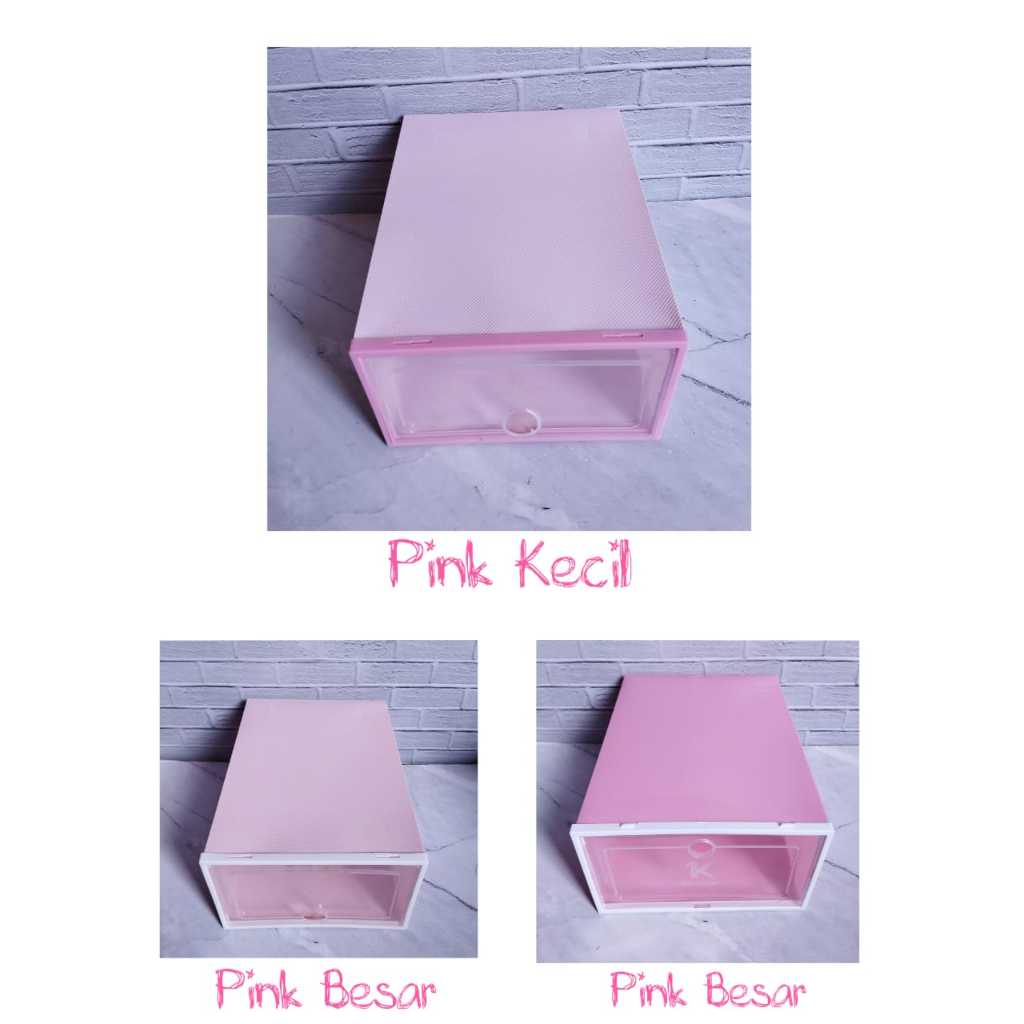 HR- Kotak Sepatu Lipat Transparan Tebal Shoes Storage Box Organizer Rak Sepatu Plastik Susun
