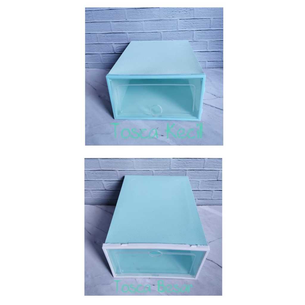 HR- Kotak Sepatu Lipat Transparan Tebal Shoes Storage Box Organizer Rak Sepatu Plastik Susun
