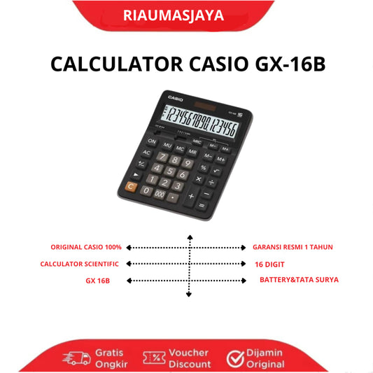 Pekanbaru Casio Calculatorgx-16B Original Large Display Solar Battery