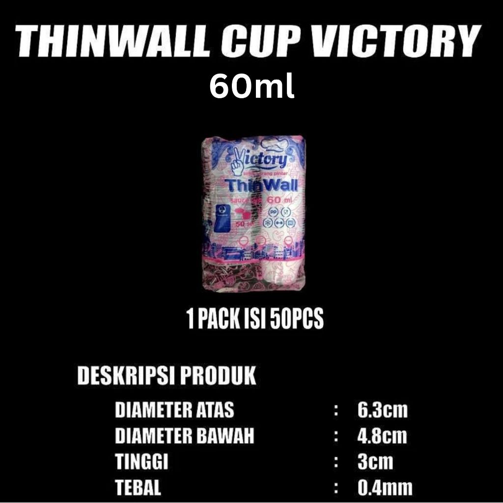 Cup Thinwall PP Victory 25ml 35ml 60ml 100ml 150ml Tutup Nempel Anti Tumpah Bisa Microwave Freezer