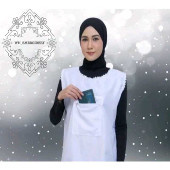 Singlet wanita untuk haji & umroh berkantong depan resleting / Kaos dalaman berkantong wanita / Dalaman Gamis untuk umroh & haji
