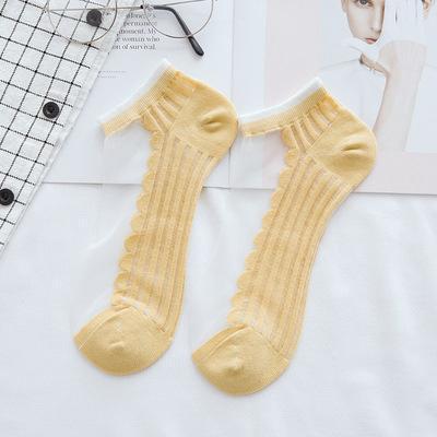 [littlecrab] Kaos Kaki Soft Semi Transparan Women Socks Jaring Kaus Kaki Berkualitas Korean Style Colorful Pastel Renda Aesthetic Clear