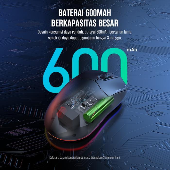 Pekanbaru Gamen Rechargeable Wireless Gaming Mouse Gm210W (Black/ White)