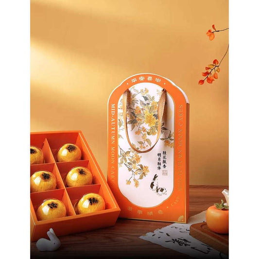 Pekanbaru Mooncake Hampers Box / Kotak Kue Bulan Sekat 6 Handle Pita  50-75Gr