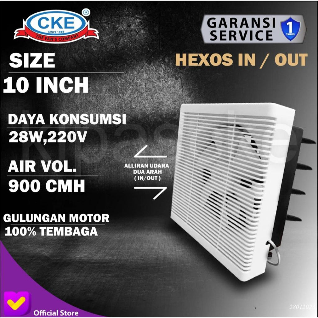Pekanbaru Exhaust Cke / Exhaust Fan Dinding Cke 10Inch / Hexos Fan Dinding Cke 10" Hanya 1 Arah