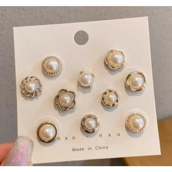 10pcs Bross Pin Motif Bunga Bintang Pin Kancing Fashion Wanita Korea