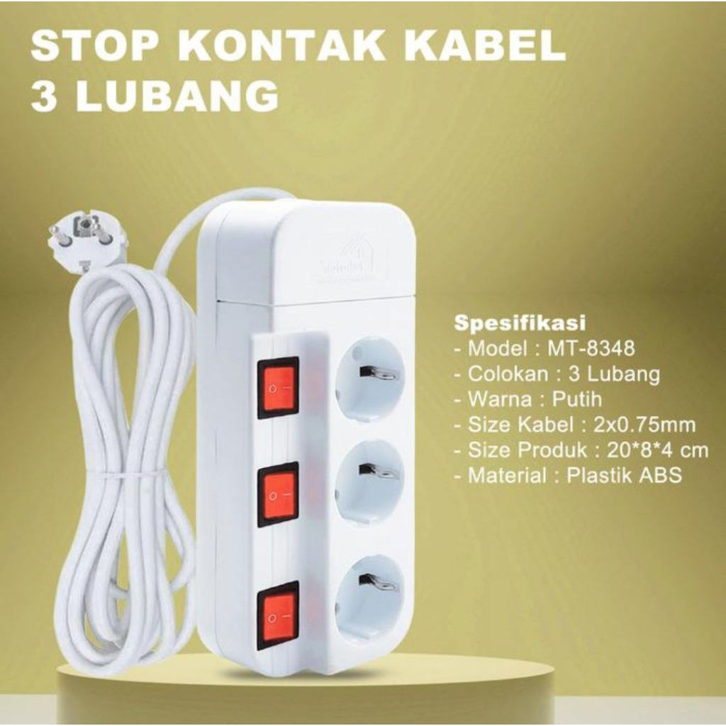 Pekanbaru Stop Kontak Kabel Mikotek + Saklar 3 Lubang 4 Lubang 5 Lubang Putih
