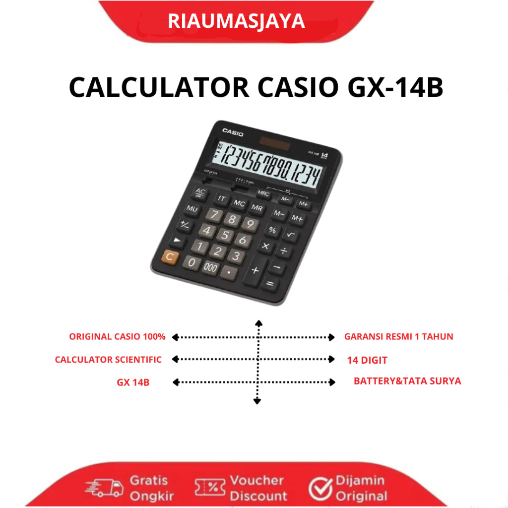 Pekanbaru Casio Kalkulator Gx-14B 16 Digit Surya Baterai