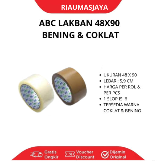 Pekanbaru Lakbann Abc Packing Bening Coklat 48Mm X 90 Yard