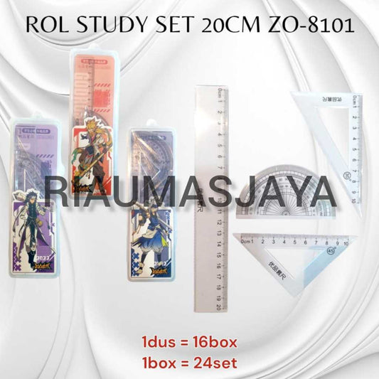 Pekanbaru Penggaris Set 4 Pcs/ Rol Study Set 20 Cm  Zo-8101