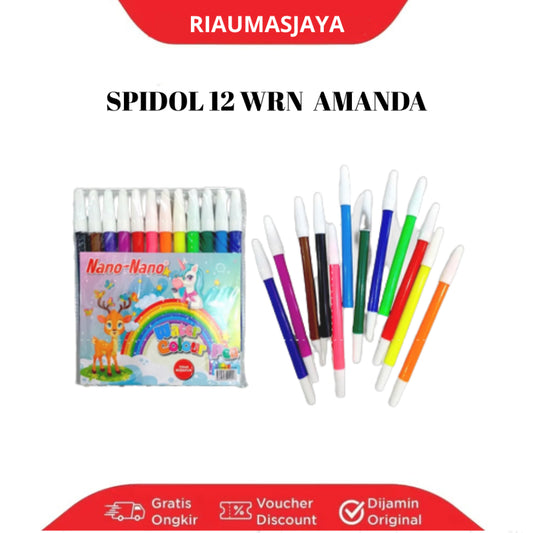 Pekanbaru Spidol 12 Warna Nano Nano