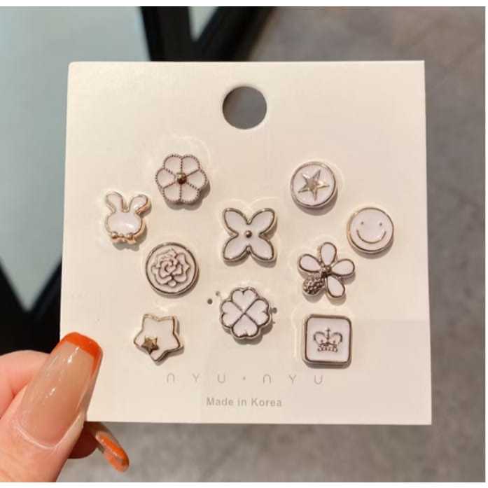 10pcs Bross Pin Motif Bunga Bintang Pin Kancing Fashion Wanita Korea