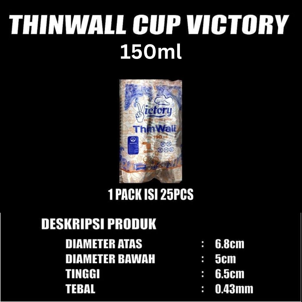 Cup Thinwall PP Victory 25ml 35ml 60ml 100ml 150ml Tutup Nempel Anti Tumpah Bisa Microwave Freezer
