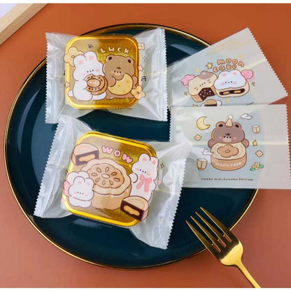 Pekanbaru Plastik Mooncake / Kue Bulan Non-Seal Motif Happy Mid Autumn Festival Berbagai Ukuran Per Packlastik Mooncake/Kue Bulan