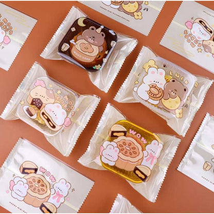 Pekanbaru Plastik Mooncake / Kue Bulan Non-Seal Motif Happy Mid Autumn Festival Berbagai Ukuran Per Packlastik Mooncake/Kue Bulan