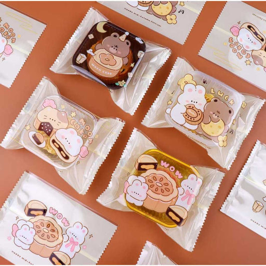 Pekanbaru Plastik Mooncake / Kue Bulan Non-Seal Motif Happy Mid Autumn Festival Berbagai Ukuran Per Packlastik Mooncake/Kue Bulan